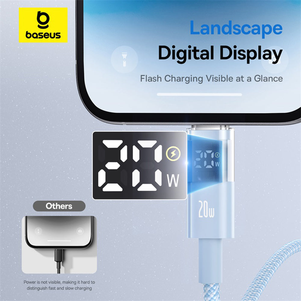 Cable de Datos y Carga USB-C - Lightning Baseus Display 2, 20W, 2m, Azul P10382703311-01