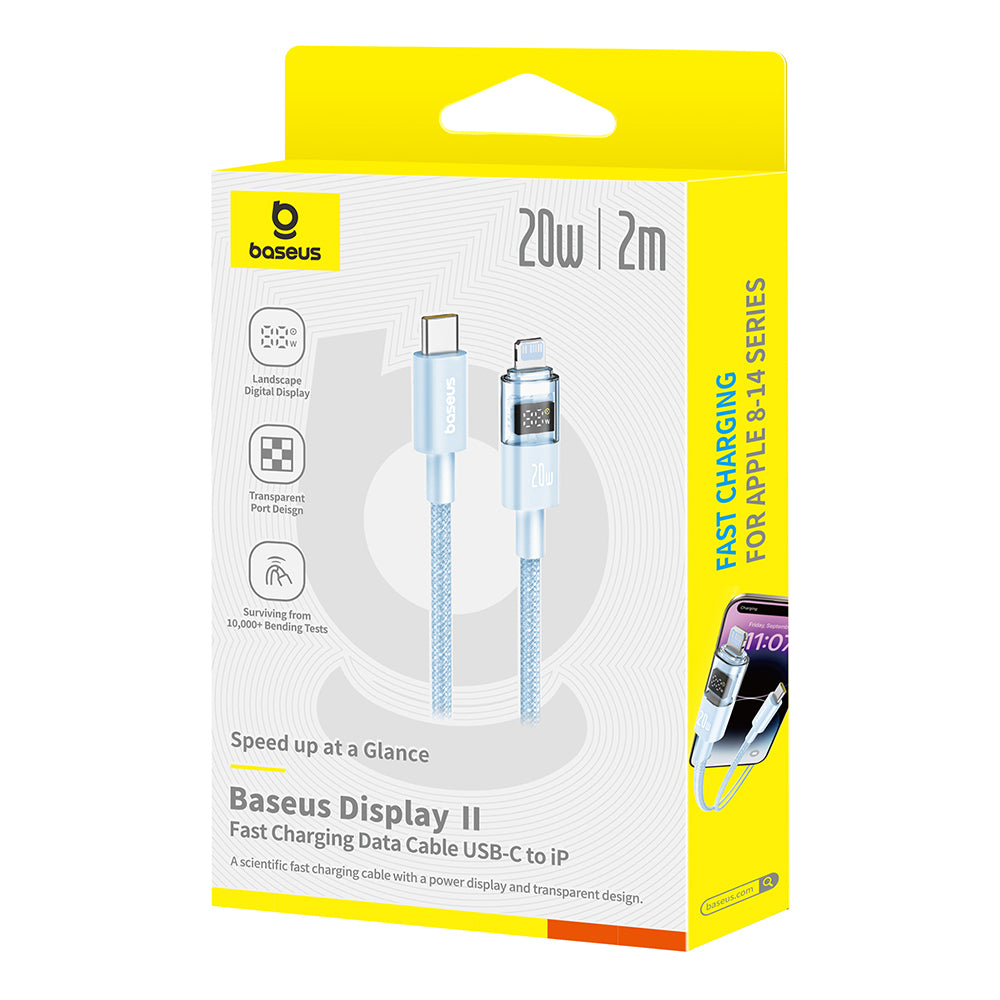 Cable de Datos y Carga USB-C - Lightning Baseus Display 2, 20W, 2m, Azul P10382703311-01