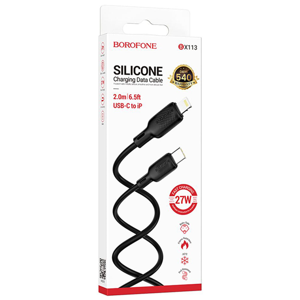 Cable de Datos y Carga USB-C - Lightning Borofone BX113 Lenny, 27W, 2m, Negro