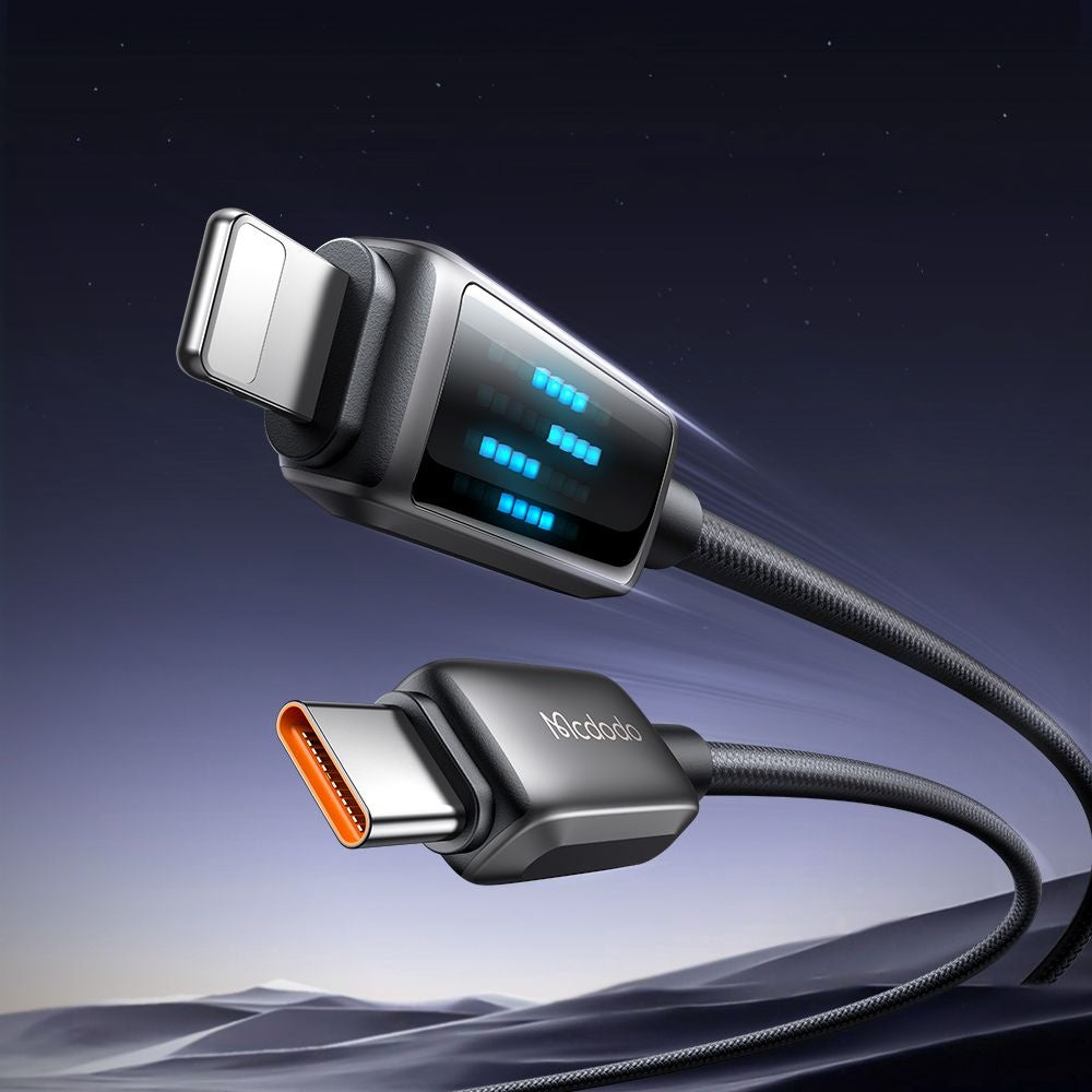 Cable de Datos y Carga USB-C - Lightning McDodo CA-2630 Display, 36W, 1.2m, Negro