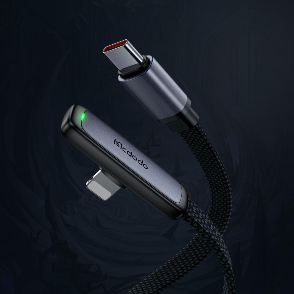 Cable de Datos y Carga USB-C - Lightning McDodo CA-3350 Angled, 36W, 1.2m, Negro