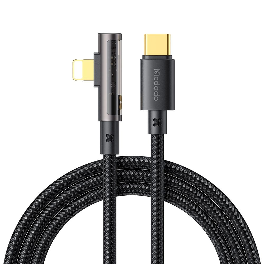Cable de Datos y Carga USB-C - Lightning McDodo CA-3390 Angled, 36W, 1.2m, Negro