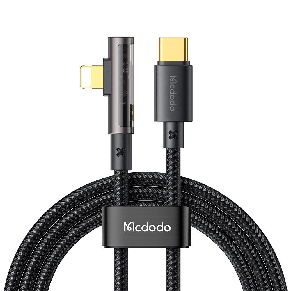 Cable de Datos y Carga USB-C - Lightning McDodo CA-3390 Angled, 36W, 1.2m, Negro