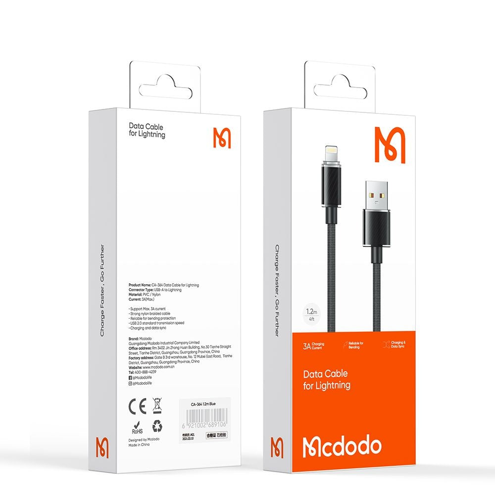 Cable de Datos y Carga USB-A - Lightning McDodo CA-3640, 18W, 1.2m, Negro