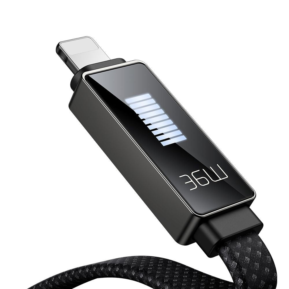 Cable de Datos y Carga USB-C - Lightning McDodo CA-4960 Rythm Display, 36W, 1.2m, Negro