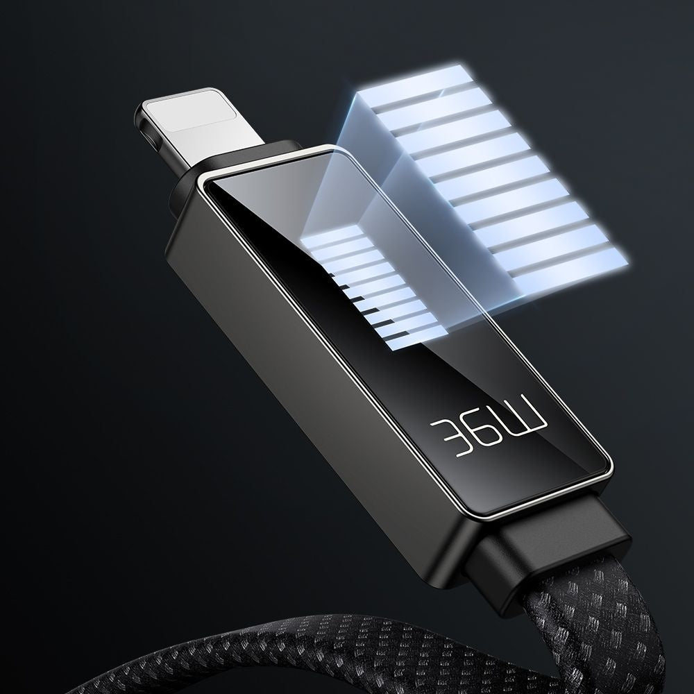 Cable de Datos y Carga USB-C - Lightning McDodo CA-4960 Rythm Display, 36W, 1.2m, Negro