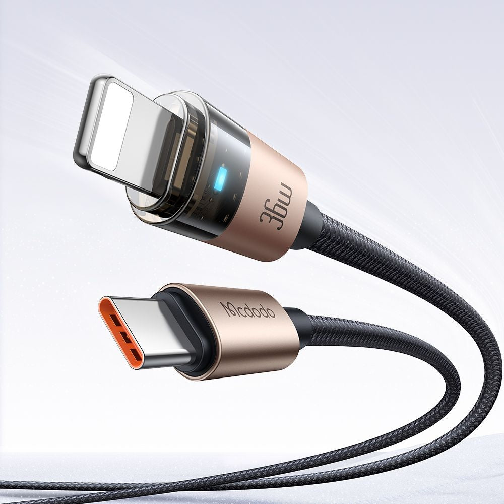 Cable de Datos y Carga USB-C - Lightning McDodo CA-6941, 36W, 1.2m, Dorado
