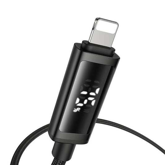 Cable de Datos y Carga USB-C - Lightning McDodo CA-7990 Display, 36W, 1.2m, Negro