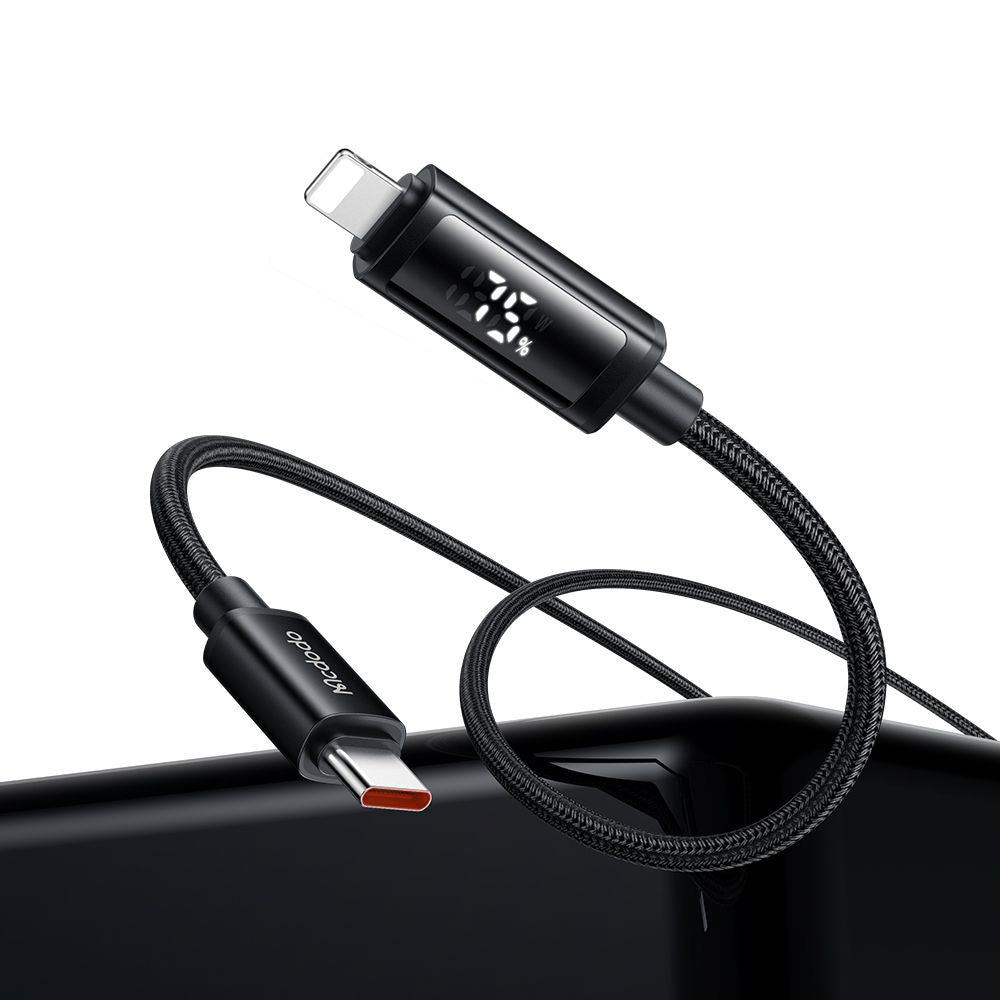 Cable de Datos y Carga USB-C - Lightning McDodo CA-7990 Display, 36W, 1.2m, Negro