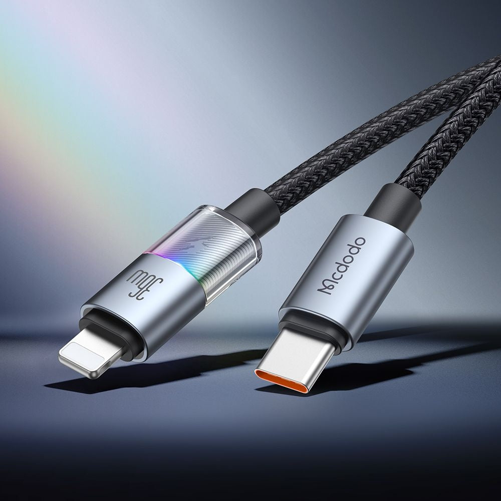 Cable de Datos y Carga USB-C - Lightning McDodo CA-8190 Colorful, 36W, 1.2m, Negro