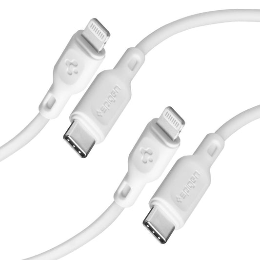 Cable de Datos y Carga USB-C - Lightning Spigen Durasync, 20W, 1m, Blanco, Set de 2 piezas