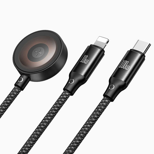 Cable de Carga USB-C - Lightning / USB-C / QI McDodo CA-4940 O 3in1, 100W, 1.2m, Negro