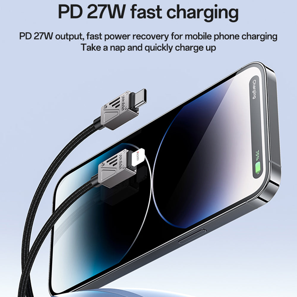 Cable de Datos y Carga USB-C - Lightning Yesido CA195, 27W, 1.2m, Negro