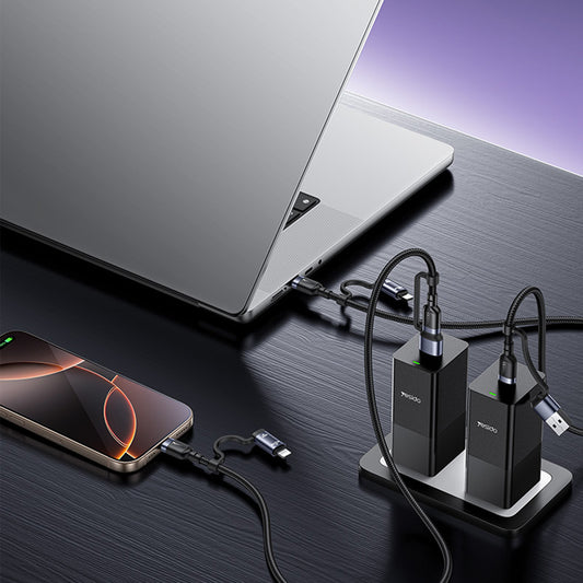 Cable de Datos y Carga USB-C / USB-A - USB-C / Lightning Yesido CA200, 60W, 1.2m, Negro