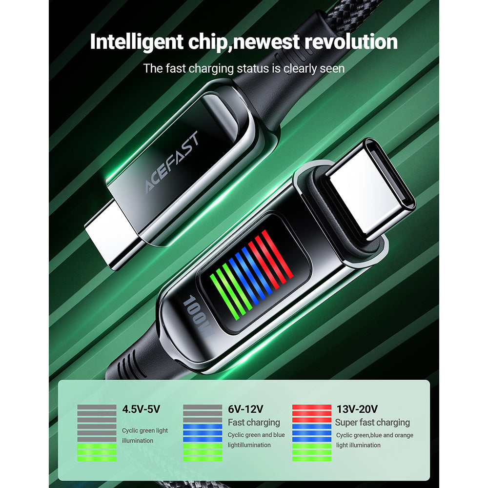 Cable de Datos y Carga USB-C - USB-C Acefast C7-03, 100W, 1.2m, Negro
