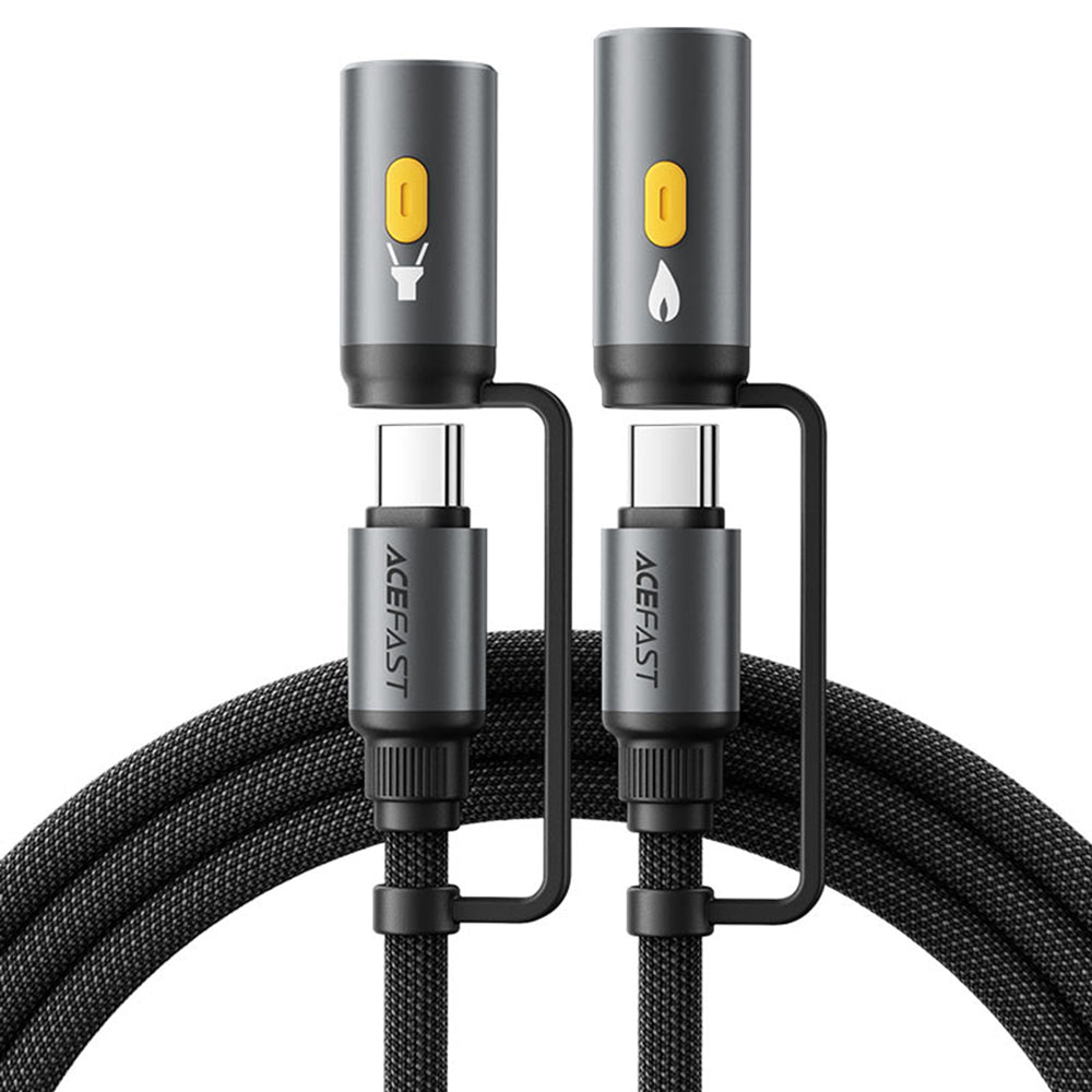 Cable de Datos y Carga USB-C / Linterna - USB-C / Encendedor Eléctrico Acefast J4, 60W, 1.2m, Negro