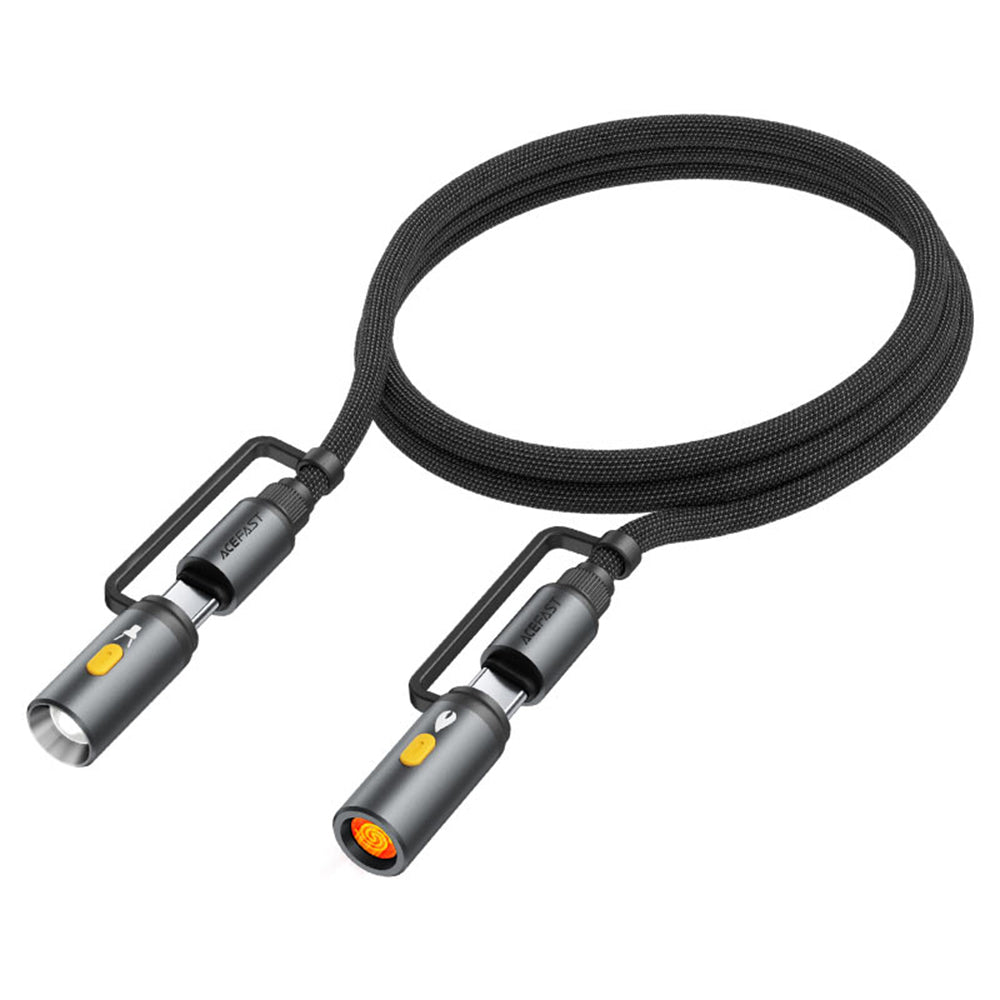 Cable de Datos y Carga USB-C / Linterna - USB-C / Encendedor Eléctrico Acefast J4, 60W, 1.2m, Negro