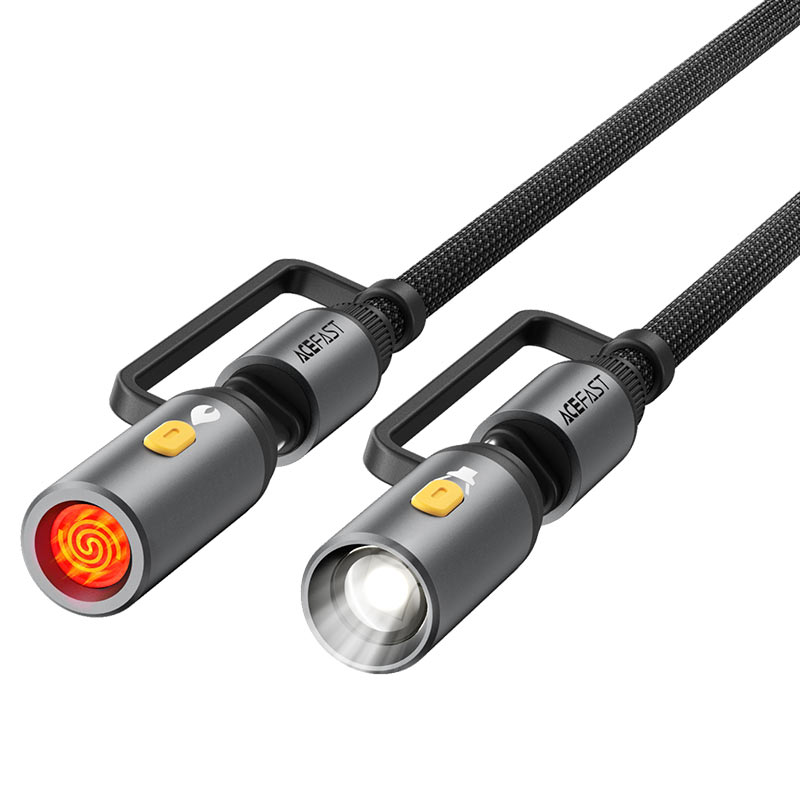 Cable de Datos y Carga USB-C / Linterna - USB-C / Encendedor Eléctrico Acefast J4, 60W, 1.2m, Negro