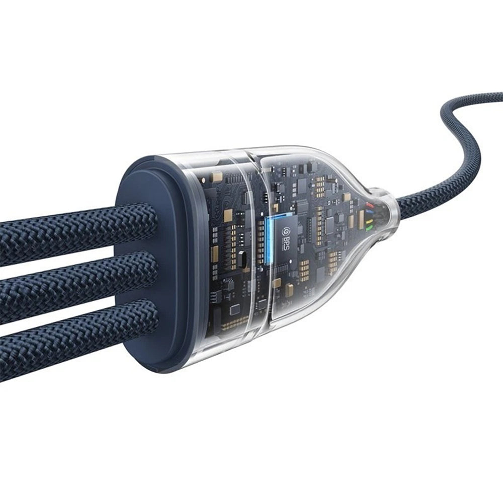Cable de Carga USB-C - 3 x USB-C Baseus Flash Series III 3in1, 100W, 1.5m, Azul P10377503321-00