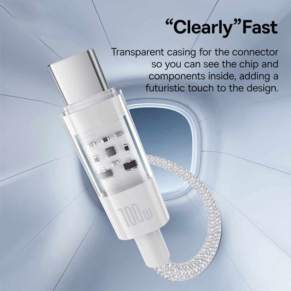 Cable de Datos y Carga USB-C - USB-C Baseus Gem, 100W, 1m, Blanco P10373000211-00