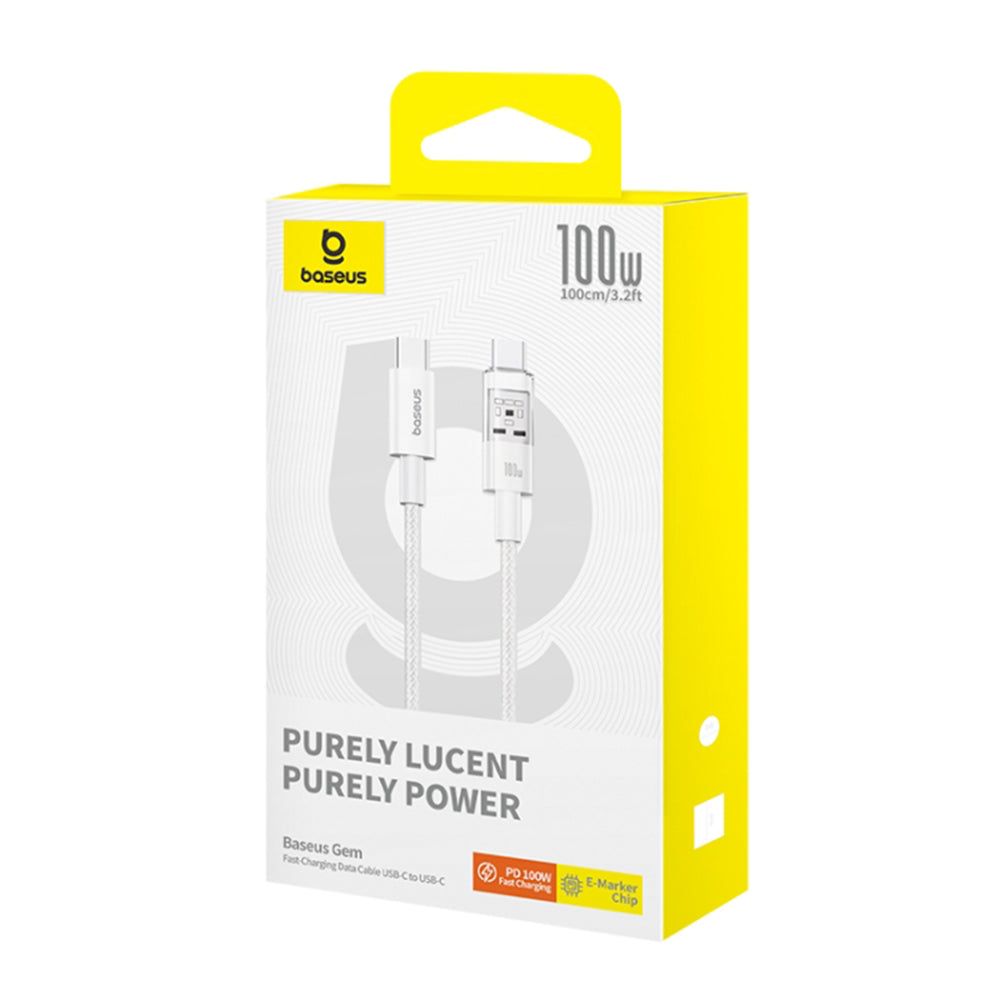 Cable de Datos y Carga USB-C - USB-C Baseus Gem, 100W, 1m, Blanco P10373000211-00