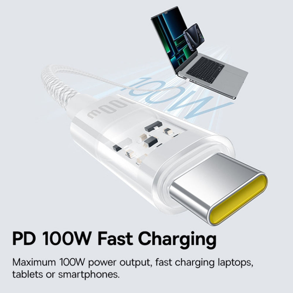 Cable de Datos y Carga USB-C - USB-C Baseus Gem, 100W, 1m, Blanco P10373000211-00