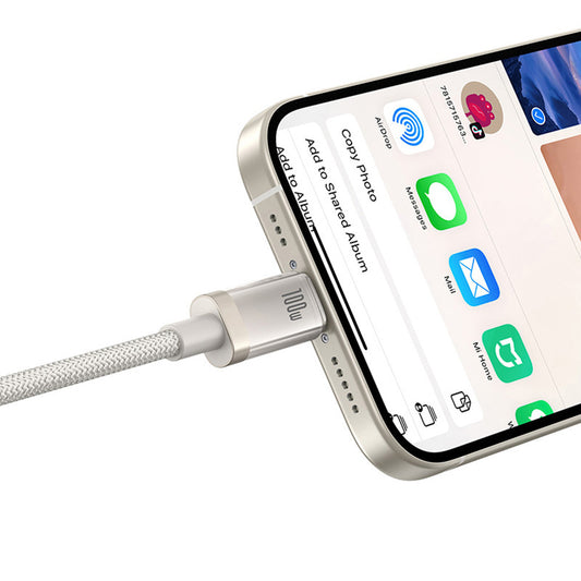 Cable de Datos y Carga USB-C - USB-C Baseus Titanium, 100W, 2m, Plateado P10378100G21-01