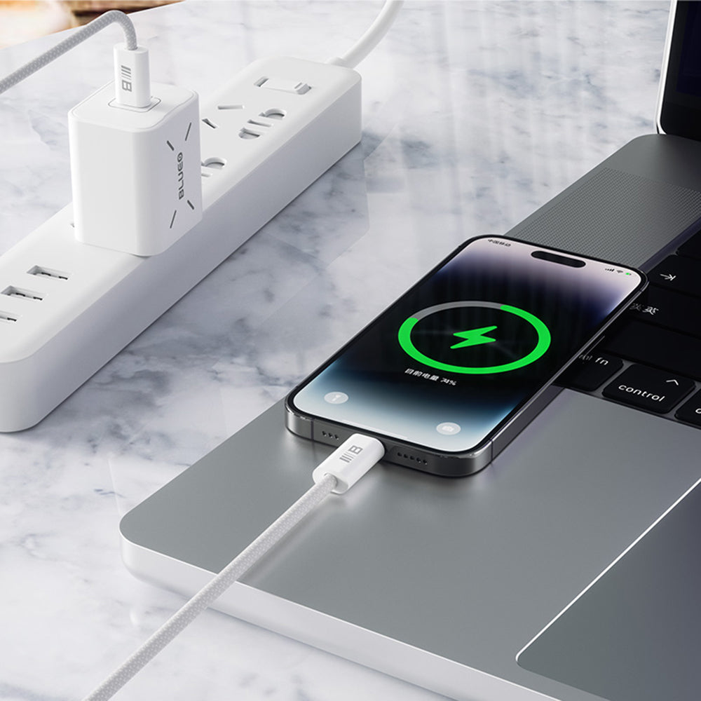 Cable de Datos y Carga USB-C - USB-C Blueo, 100W, 1.2m, Blanco