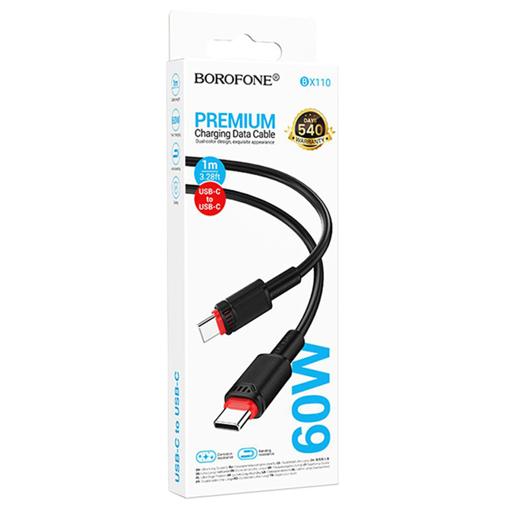 Cable de Datos y Carga USB-C - USB-C Borofone BX110 Beneficio, 60W, 1m, Negro