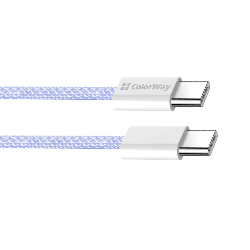 Cable de Datos y Carga USB-C - USB-C ColorWay CW-CBPDCC061, 60W, 1m, Morado