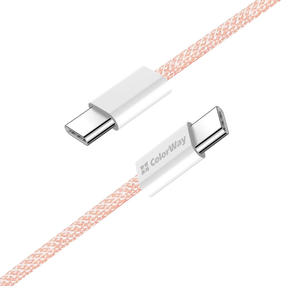 Cable de Datos y Carga USB-C - USB-C ColorWay CW-CBPDCC061, 60W, 1m, Rosa