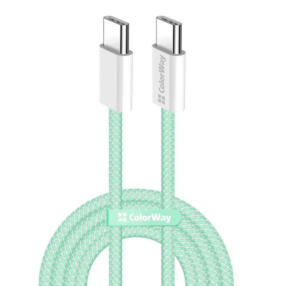 Cable de Datos y Carga USB-C - USB-C ColorWay CW-CBPDCC061, 60W, 1m, Verde