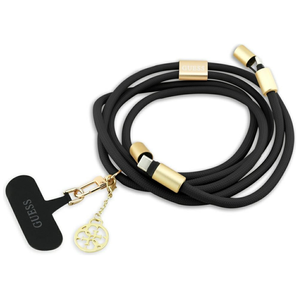 Cable de Datos y Carga USB-C - USB-C Guess CBDY 4G Charm, 100W, 1.5m, Negro