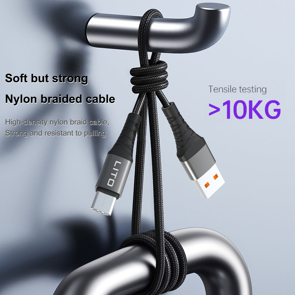 Cable de Datos y Carga USB-C - USB-C Lito LD08CC, 60W, 1m, Negro