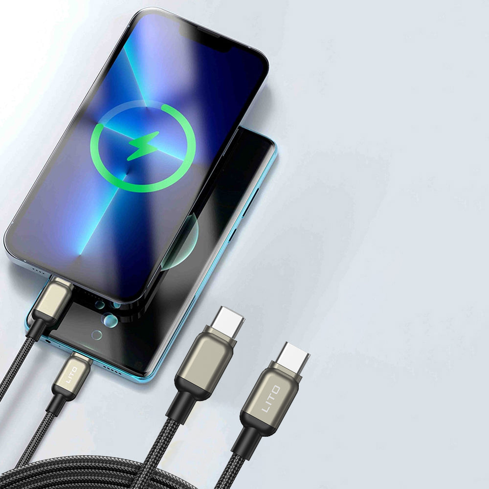 Cable de Datos y Carga USB-C - USB-C Lito LD17, 100W, 1m, Negro