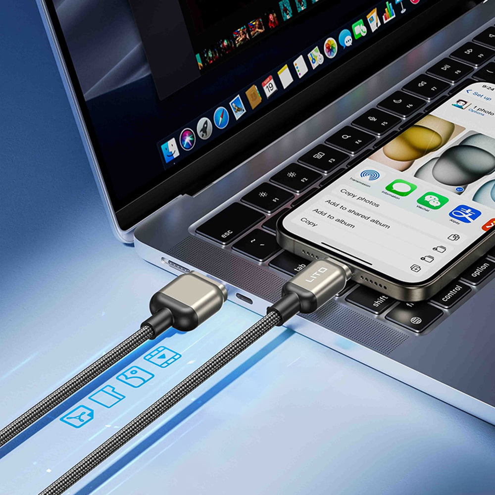 Cable de Datos y Carga USB-C - USB-C Lito LD17, 100W, 1m, Negro