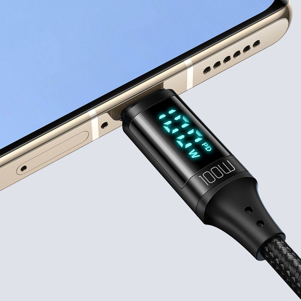 Cable de Datos y Carga USB-C - USB-C McDodo CA-1100 Display, 100W, 1.2m, Negro