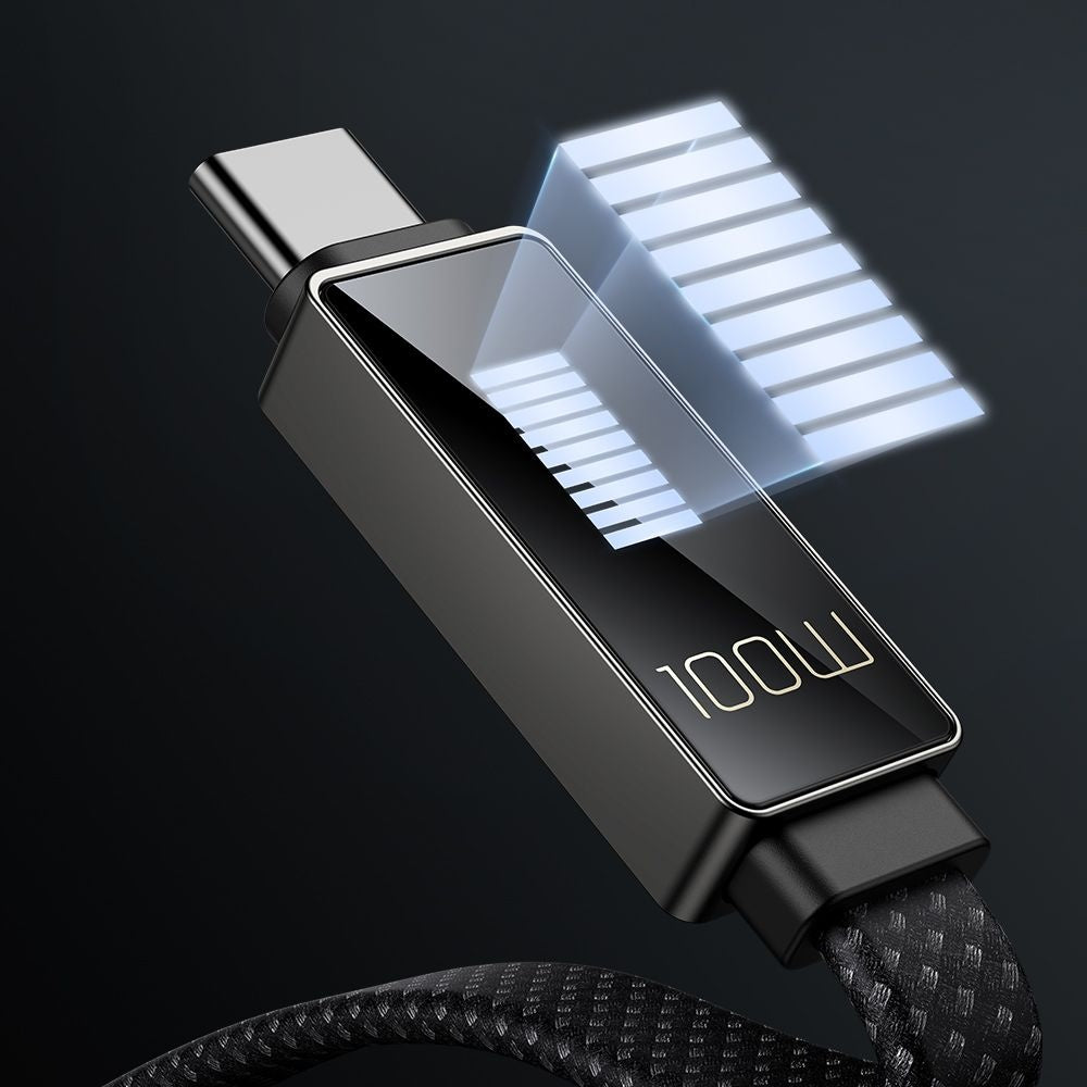 Cable de Datos y Carga USB-C - USB-C McDodo CA-4470 Rythm Display, 100W, 1.2m, Negro