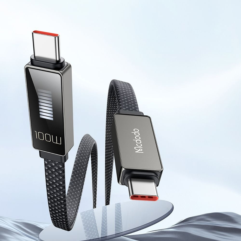 Cable de Datos y Carga USB-C - USB-C McDodo CA-4470 Rythm Display, 100W, 1.2m, Negro