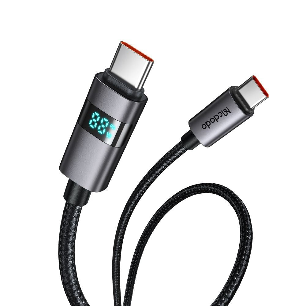 Cable de Datos y Carga USB-C - USB-C McDodo CA-5610 Display, 100W, 1.2m, Negro