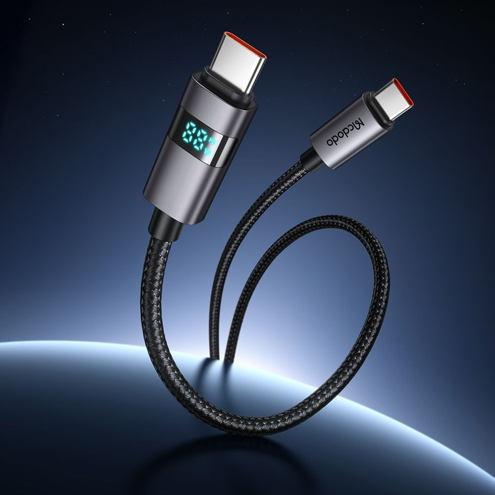 Cable de Datos y Carga USB-C - USB-C McDodo CA-5610 Display, 100W, 1.2m, Negro