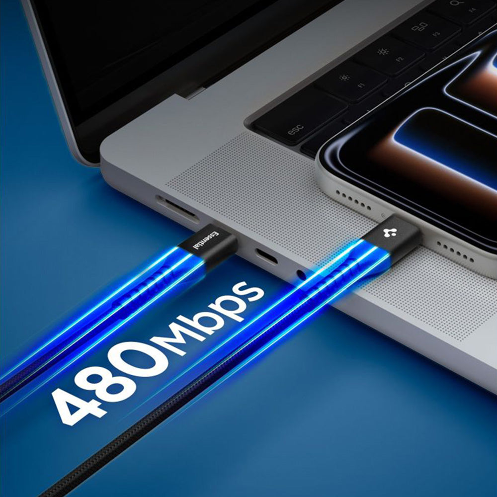 Cable de Datos y Carga USB-C - USB-C Spigen EB10010CCA, 100W, 1m, Negro ACA11103