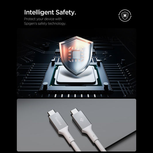 Cable de Datos y Carga USB-C - USB-C Spigen EB24012CC, 240W, 1.2m, Blanco