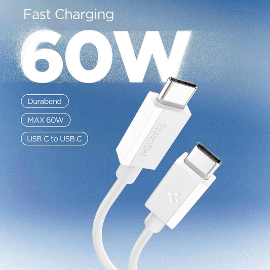 Cable de Datos y Carga USB-C - USB-C Spigen EB6015CC, 60W, 1.5m, Blanco ACA10416