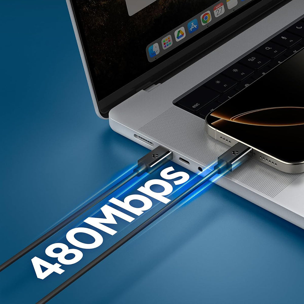 Cable de Datos y Carga USB-C - USB-C Spigen EB6015CC, 60W, 1.5m, Negro ACA10417