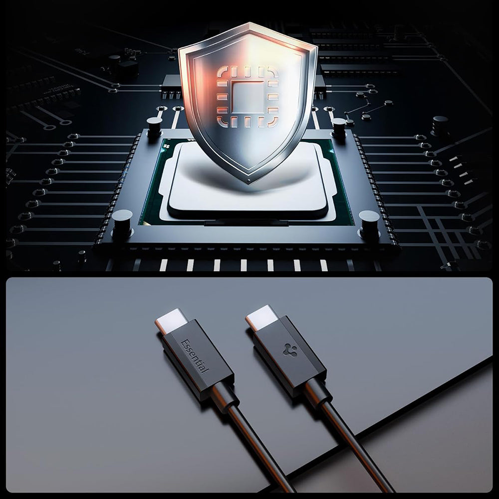 Cable de Datos y Carga USB-C - USB-C Spigen EB6015CC, 60W, 1.5m, Negro ACA10417