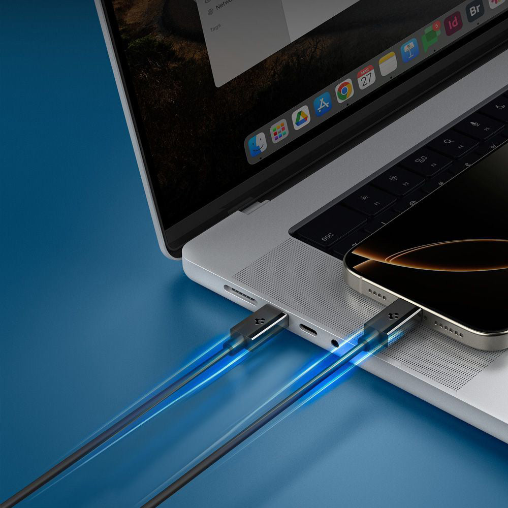 Cable de Datos y Carga USB-C - USB-C Spigen Essential, 60W, 2m, Negro ACA08720
