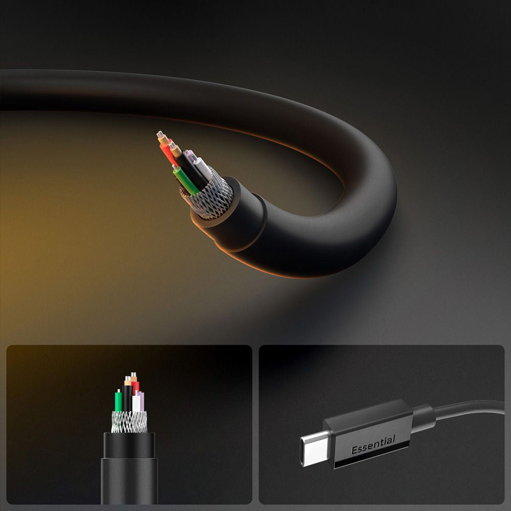 Cable de Datos y Carga USB-C - USB-C Spigen Essential, 60W, 2m, Negro ACA08720