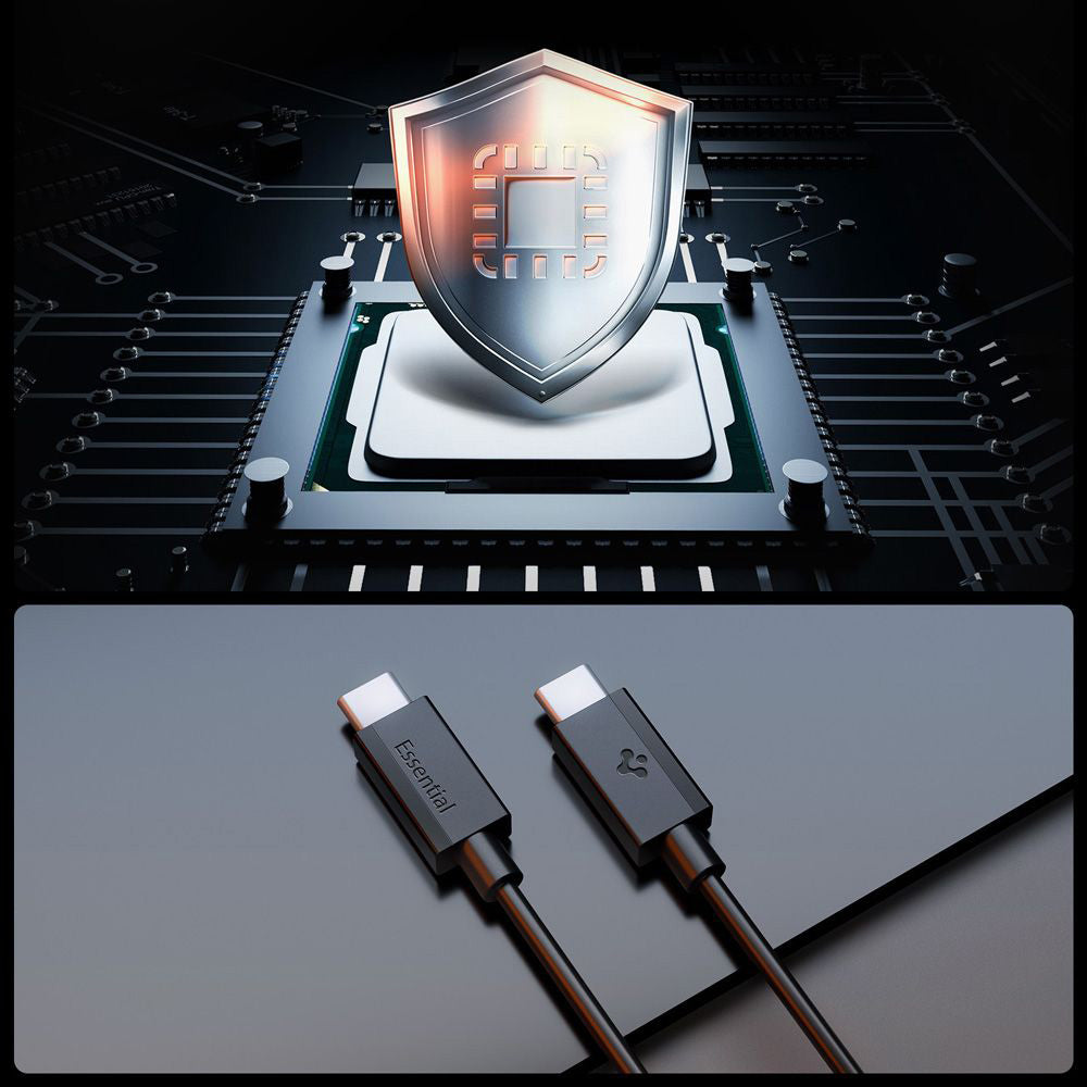 Cable de Datos y Carga USB-C - USB-C Spigen Essential, 60W, 2m, Negro ACA08720