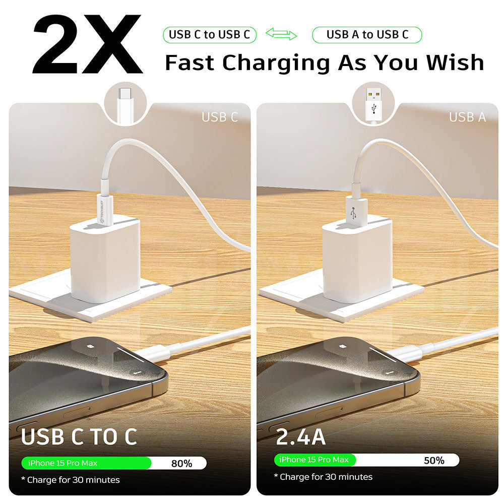 Cable de Datos y Carga USB-C - USB-C Techsuit PCB130, 60W, 1m, Blanco